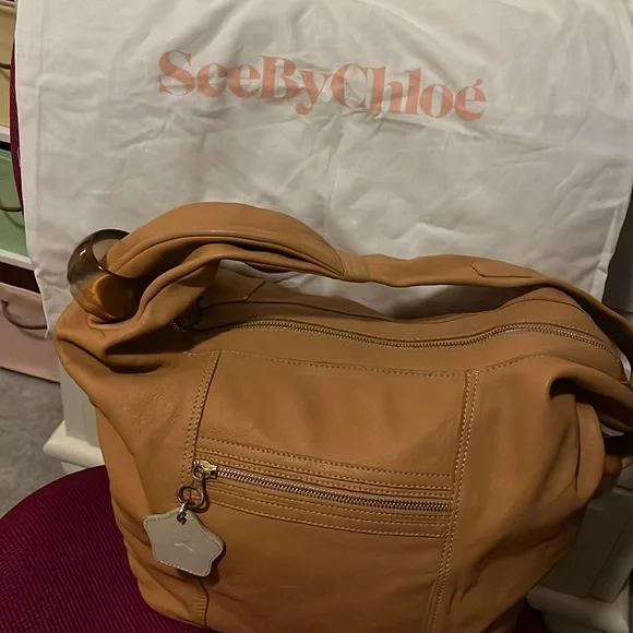 See by Chloe tan Ring Around hobo lambskin shoulder bag. VGUC, dustbag included - Picture 2 of 15